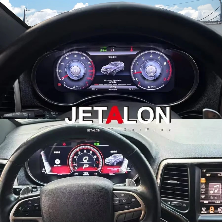 CarPlay 12.3 Inch LCD Instrument Cluster For Jeep Grand Cherokee 2014-2021 Digital Virtual Cockpit Dashboard Speedometer Panel