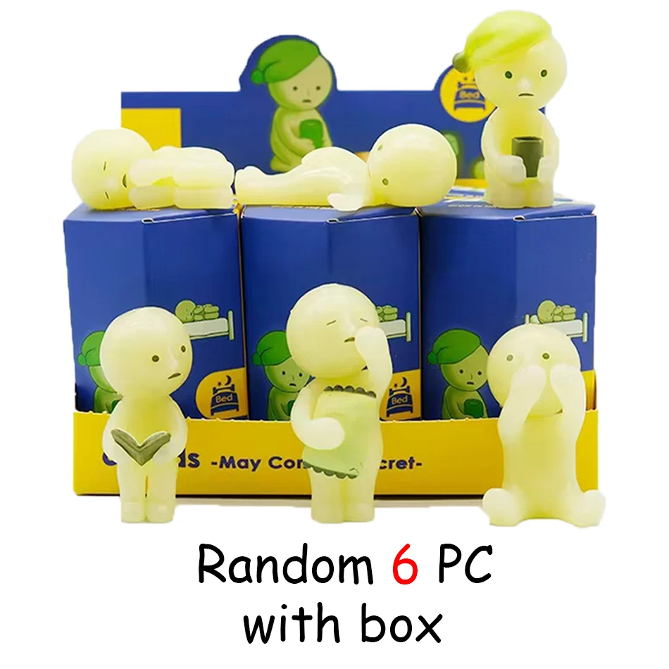 Geschenk: Mehrere Serien von nachtleuchtenden grünen Puppen – Überraschungs-Mystery-Box mit Actionfiguren als Deko-Desktop-Modellspielzeug