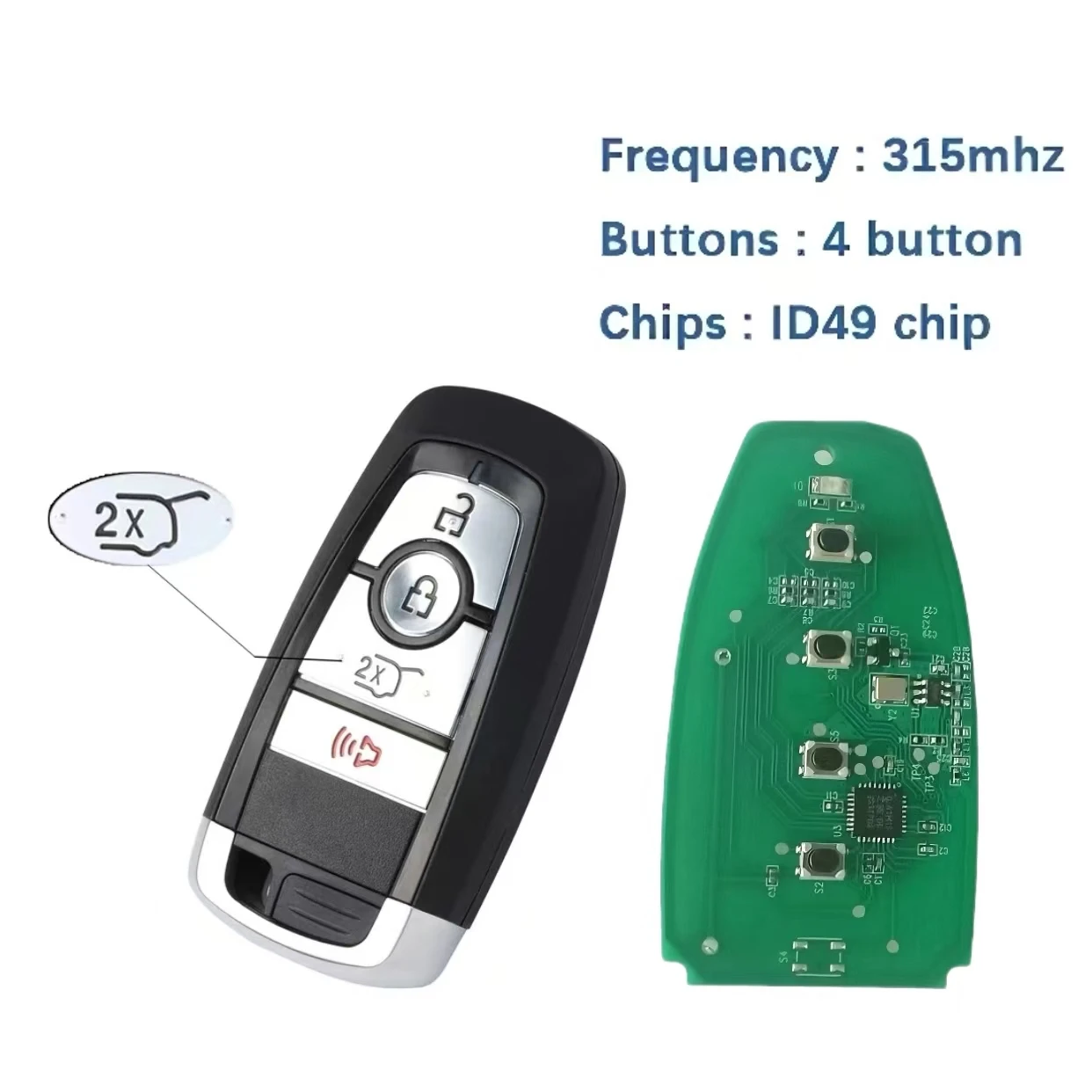 Jingxin Auto-Fernbedienungsschlüssel für Ford Explorer Edge Mustang Fusion M3N-A2C93142300 ID49 Chip 315MHz Promixity Smart Autoschlüssel – Detail 5