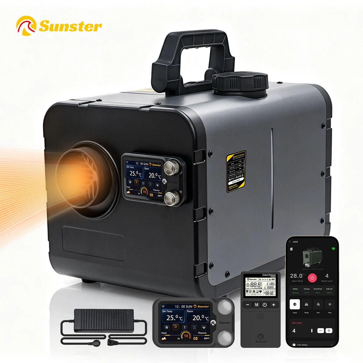 8KW Borstelloze Motor Diesel Luchtverwarmer 12V/24V WiFi APP & Bluetooth Besturing CO Monitor Stille Parkeer Verwarmer voor Auto Camper Vrachtwagen