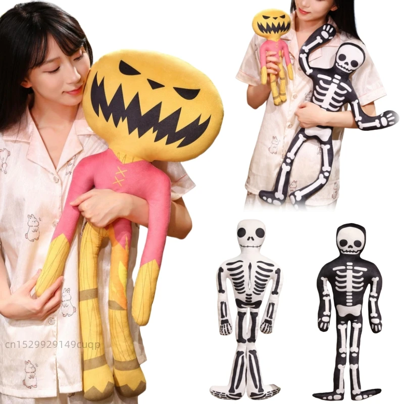 40-80cm Cartoon Fun Dancing Skull Plush Doll Pillow Different Posture Of Skeleton Pumpkin Ghost Plush Toy Halloween Home Decor
