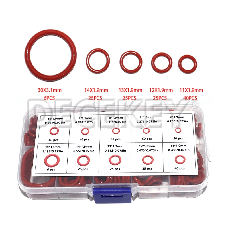 351pcs Silicone O-Ring Set 10 Sizes Oil and Heat Resistant Suitable for Cars and Pipelines