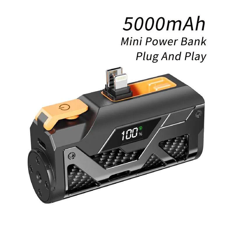 

Портативный внешний аккумулятор Mini Capsule Power Bank на 5000 мАч с двумя разъемами для быстрой зарядки для iPhone 16, Huawei, Samsung, Xiaomi