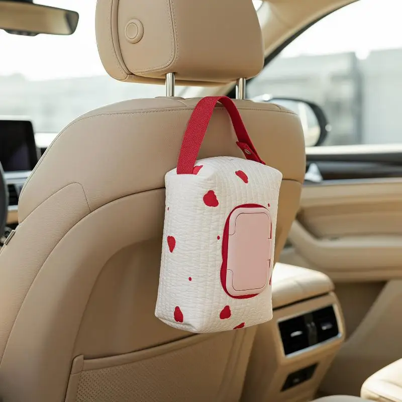 Simple Minimalist Ins Fabric Tissue Box Portable Hanging Wet Wipes Storage Pouch for Car Bathroom Kitchen