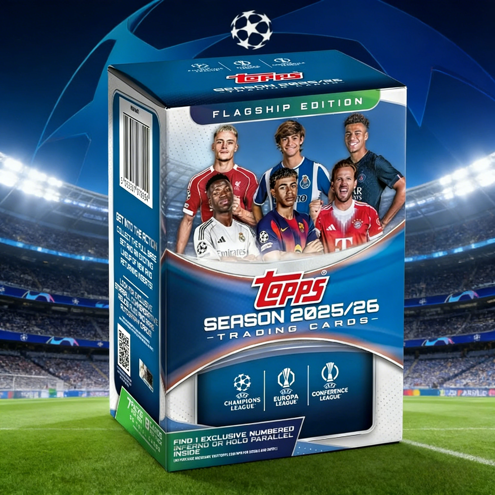 

25/26 Season Topps UEFA Official Blaster Box, Club Competitions Football Star Collector Cards Clubs Cards Value Collector Box.