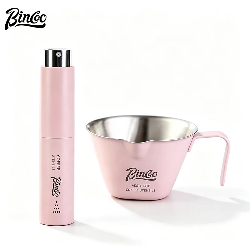BINCOO Stainless Steel Coffee Extraction Cup, 100ML Espresso Measuring Receiving Ounce Cup with Handle, Multi‑Purpose Milk Jug f
