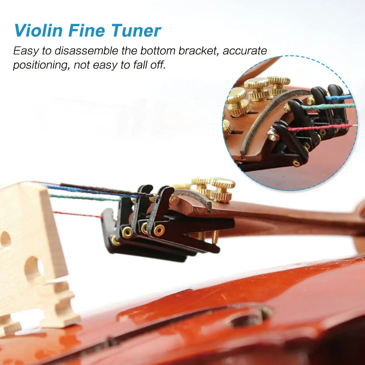 4pcs Violin Fine Tuners with Metal Body, Precision Threaded Screw, Slip-Resistant Groove, Stable Mounting