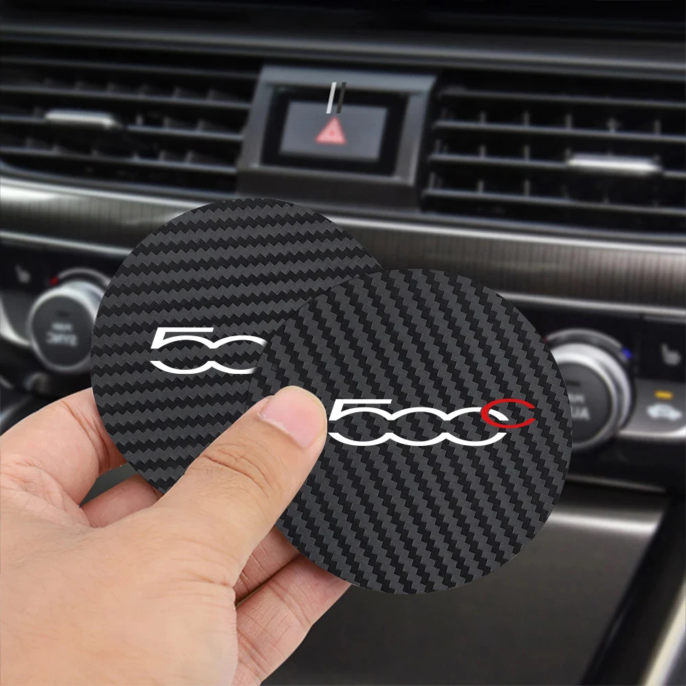 2Pcs Car Water Coaster Anti-slip Dustproof Pad For Fiat 500 500C 2012 500X 500L Abarth 695 Auto Interior Accessories