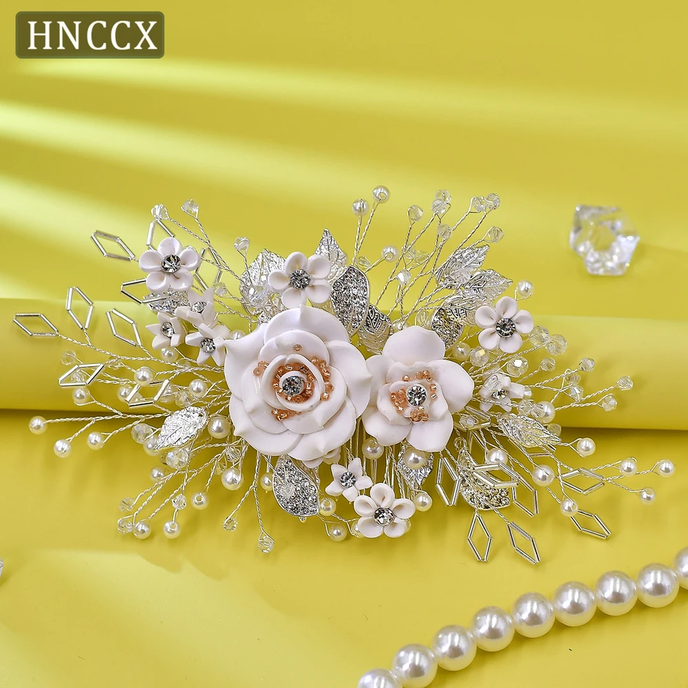 

HNCCX Wedding Hairpin Hair Comb Bridal Flower Hair Accessories For Woman Pearl Hair Styling Making Side Headpieces Tiaras CP320