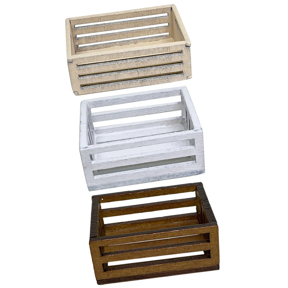 

3Pcs Mini House Storage Basket Wooden Miniature Compact Size Simulation Storage Basket for Tiny House Decoration Miniature