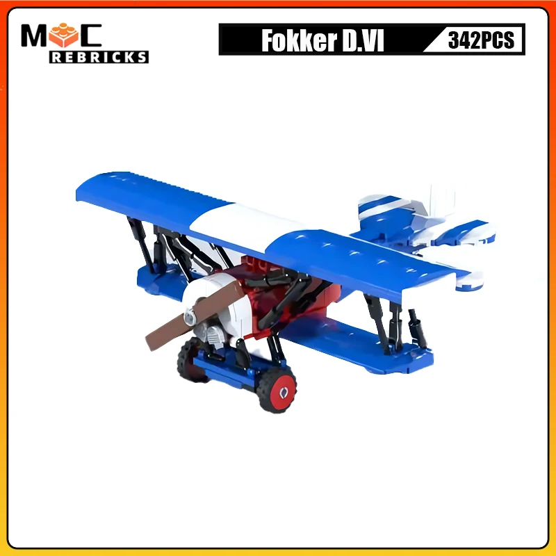 

WW I German Fighter Aircraft Fokker D.VI Small Biplane Airplane MOC Building Blocks Assembly Model Puzzle Kid Bricks Toys Gifts