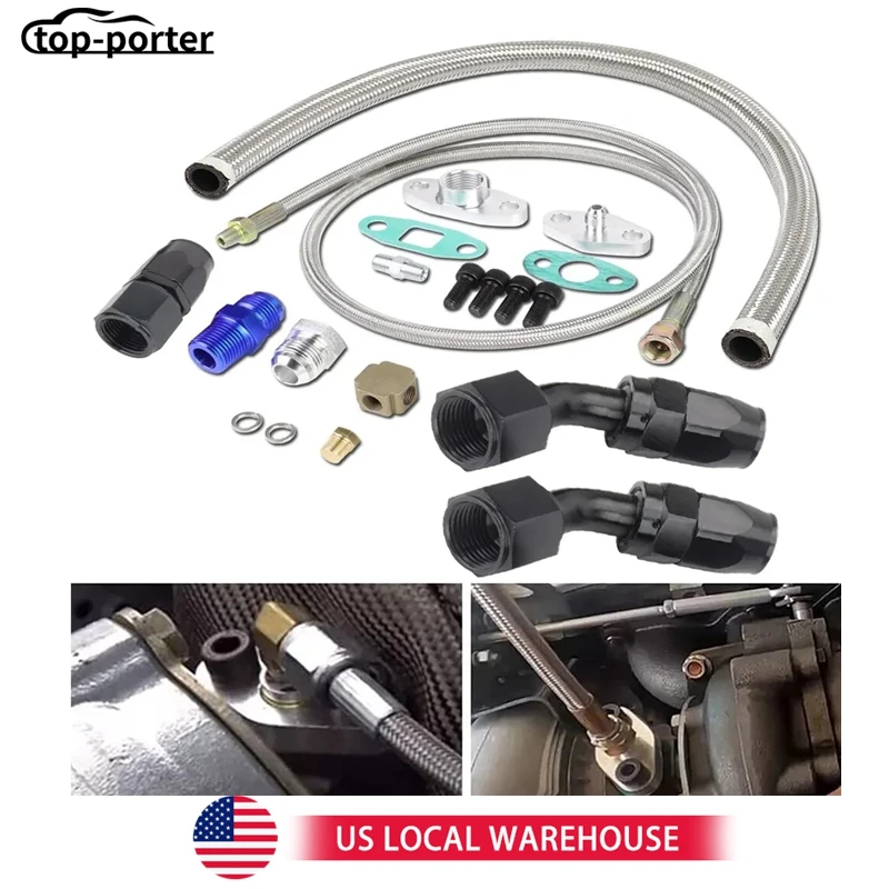 

Universal 1Set Turbo Oil Line Feed Kit & Return Drain Flange T3 T4 T04E Oil Pan Plug