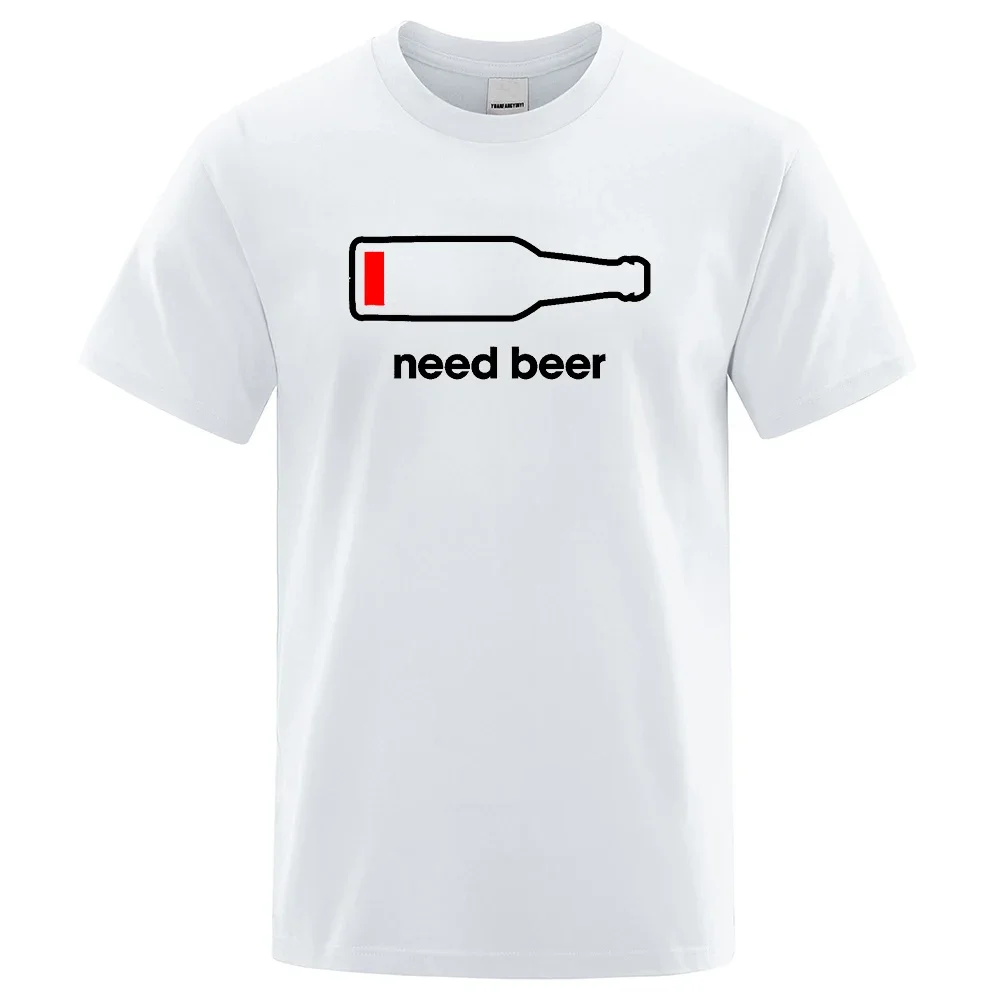 

Футболка мужская с принтом Need Beer Street, свободная хлопковая одежда с круглым вырезом, дышащая летняя рубашка с коротким рукавом в стиле хип-хоп