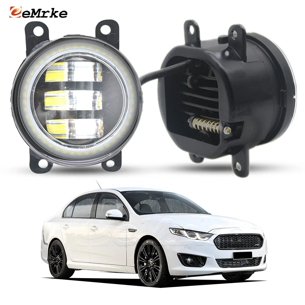 Upgrade LED Car Fog Lights Angel Eyes for Ford Falcon FG X XR8 XR6 G6E 2014 2015 2016 2017 2018 w/ Lens DRL Daytime Running Lamp