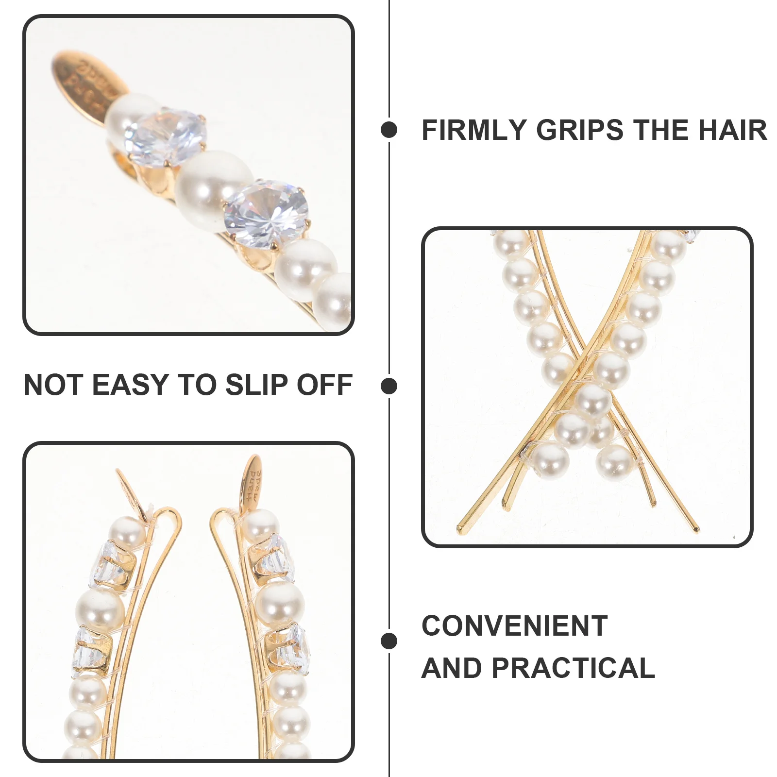 

4Pcs Pearl Hair Clips Rhinestone Hair Pins Elegant Decorative Accessories for Women Weddings Proms Pearl Clips