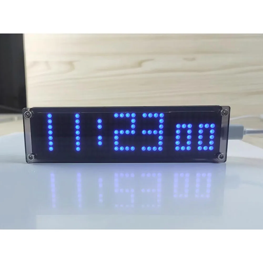 Imagem -06 - Wifi Relógio Rede Timing Display Digital Led Dot Matrix Relógio Vermelho Azul Branco Tempo Tipo-c Poder Esp8266