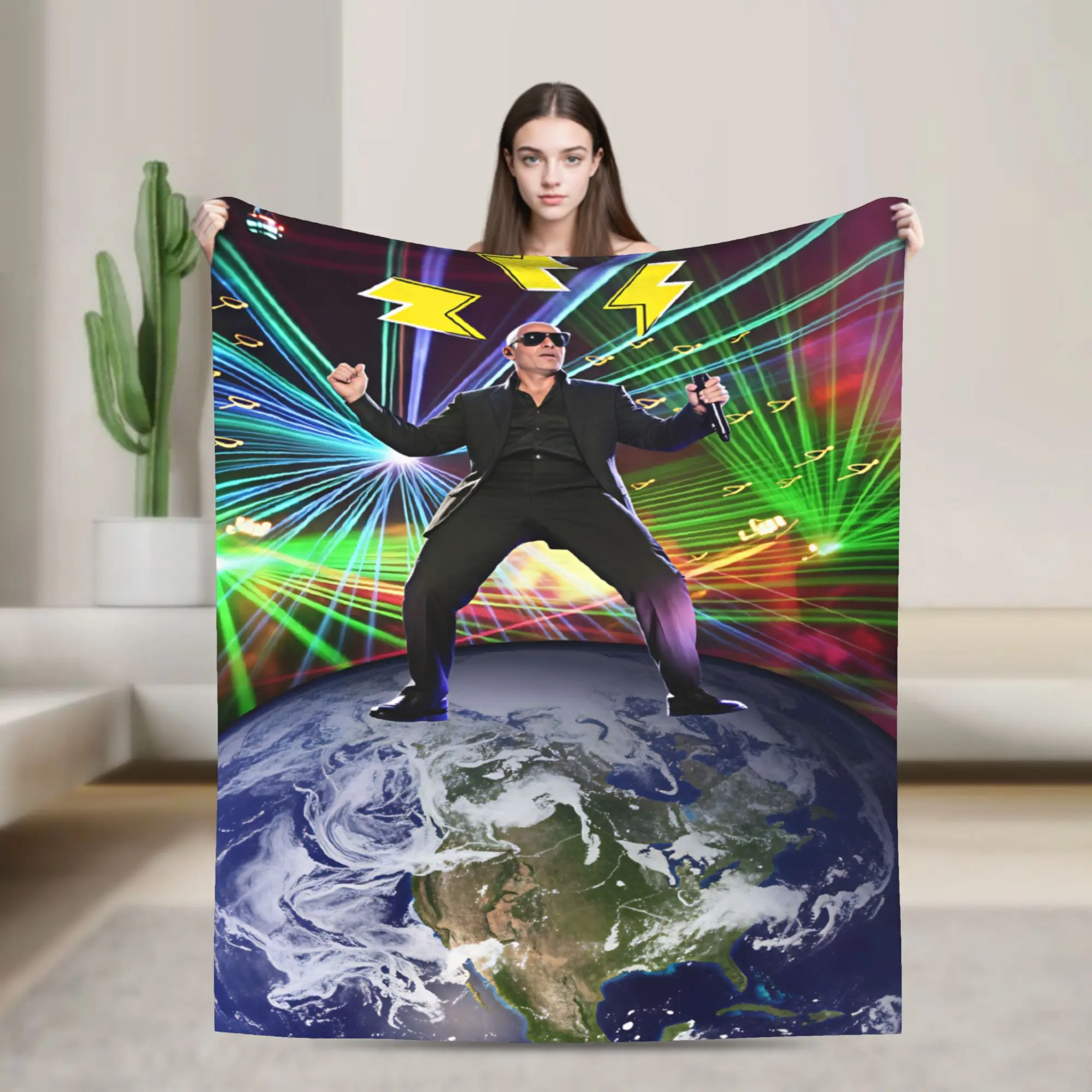 Pitbull Mr Worldwide Tour Soft Blanket  Kids Plush Throw Blanket Comfortable Bedroom Flannel Bedspread Sofa Bed Cover