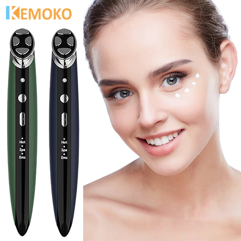 

Eye Massager EMS Hot Compress Vibration Anti-Wrinkle Eye Massage Pen Dark Circles Removal Eyes Cream Infusion Beauty Care Tools
