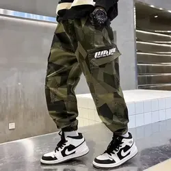 2024New Arrival Boys Cargo Pants Pants for Big Boys Winter Cotton Teenage Waist  Fashion Camouflage Sweatpants 6 8 10 12 Years