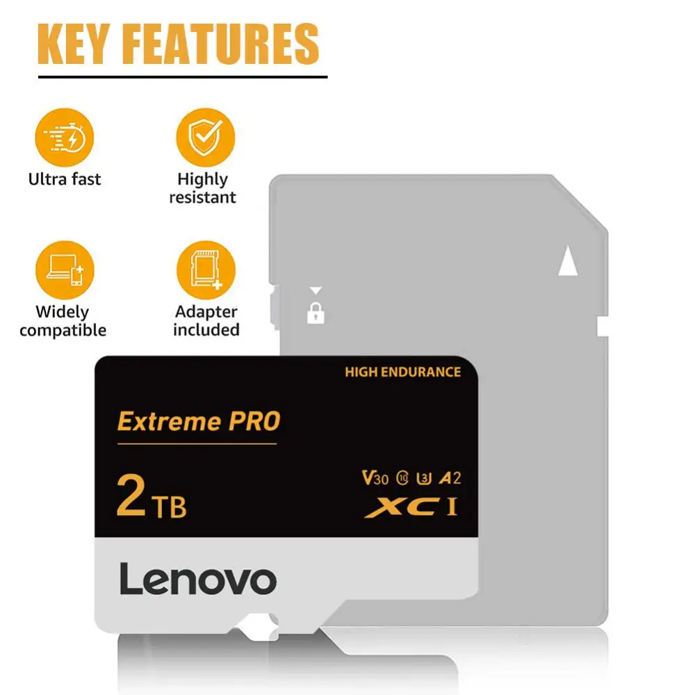 بطاقة لينوفو-ميني دي لمفتاح نينتو ، ذاكرة عالية السرعة ، بطاقة ميكرو تي في ، فئة 10 ، بطاقة V30 تي في ، 2 ، جي بي ، آنية جي بي ، آنية جي بي ، 1 روض