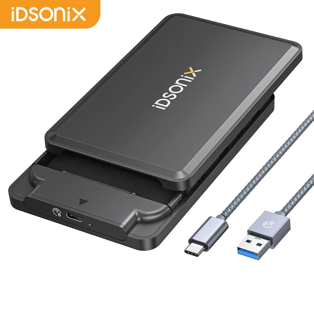 iDsonix 2.5-inch Hard Drive Enclosure External HDD SSD Case SATA III to USB 3.0 Type C Hard Disk Case Tool Free Cover for Laptop