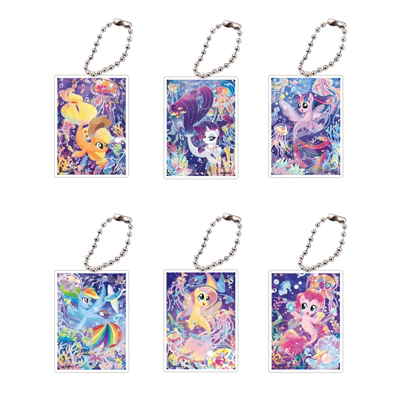 My Little Pony Keychain New Kawaii Animation Peripheral Apple Jack Pinkie Pie Square Keychain Pendant Acrylic Decorative Gift