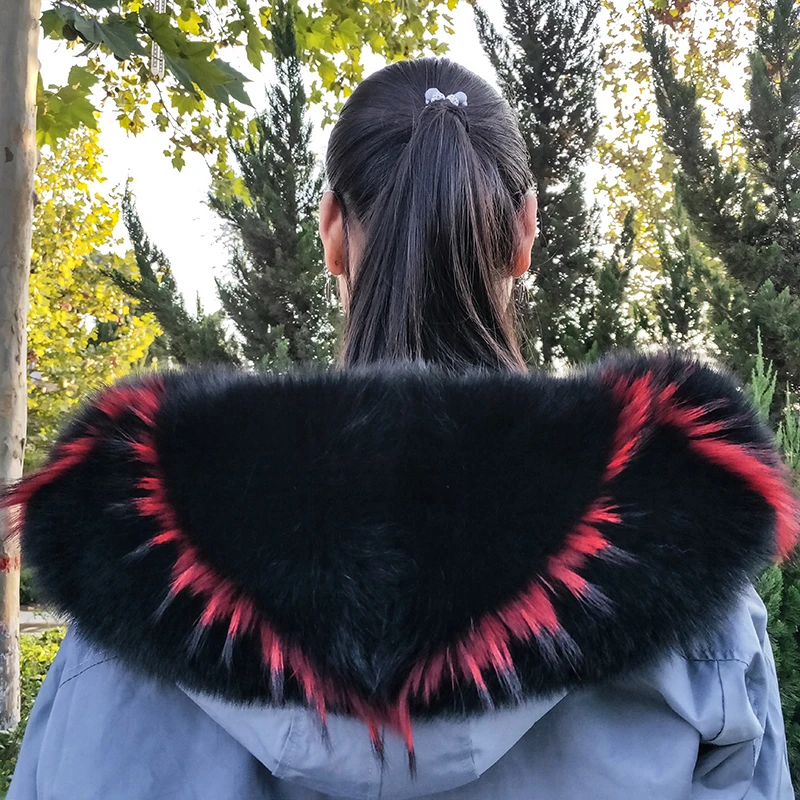 Super Large 100% Real Fox Fur Collar Hood Decor Fur Collar For Down Coat Women Winter Warm Fur Scarf Shawl Luxury