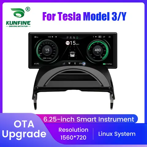 Tesla Model 3 Y 가상 계기판 속도계 Carplay Android Auto 헤드 업 디스플레이 용 6.25 디지털 대시 보드 클러스터
