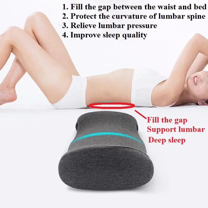 Low Back Pain Lumbar Pillow for Sleeping Pregnancy Pillow Memory Foam Side Side Sleeper Orthopedic Waist support Pillow Bed