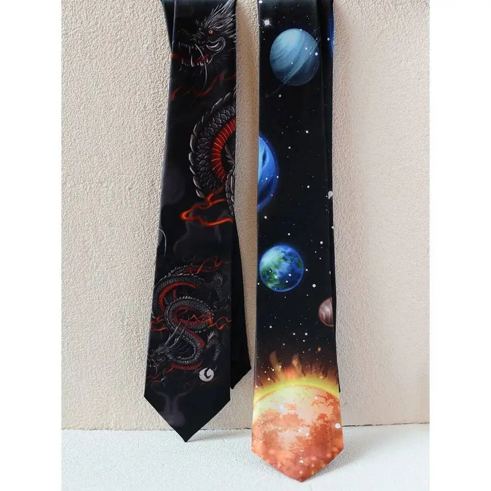 Gravata estampada casual diversão high-end estilo Wasteland juventude versátil uniforme camisa para mulheres e homens na moda literária legal