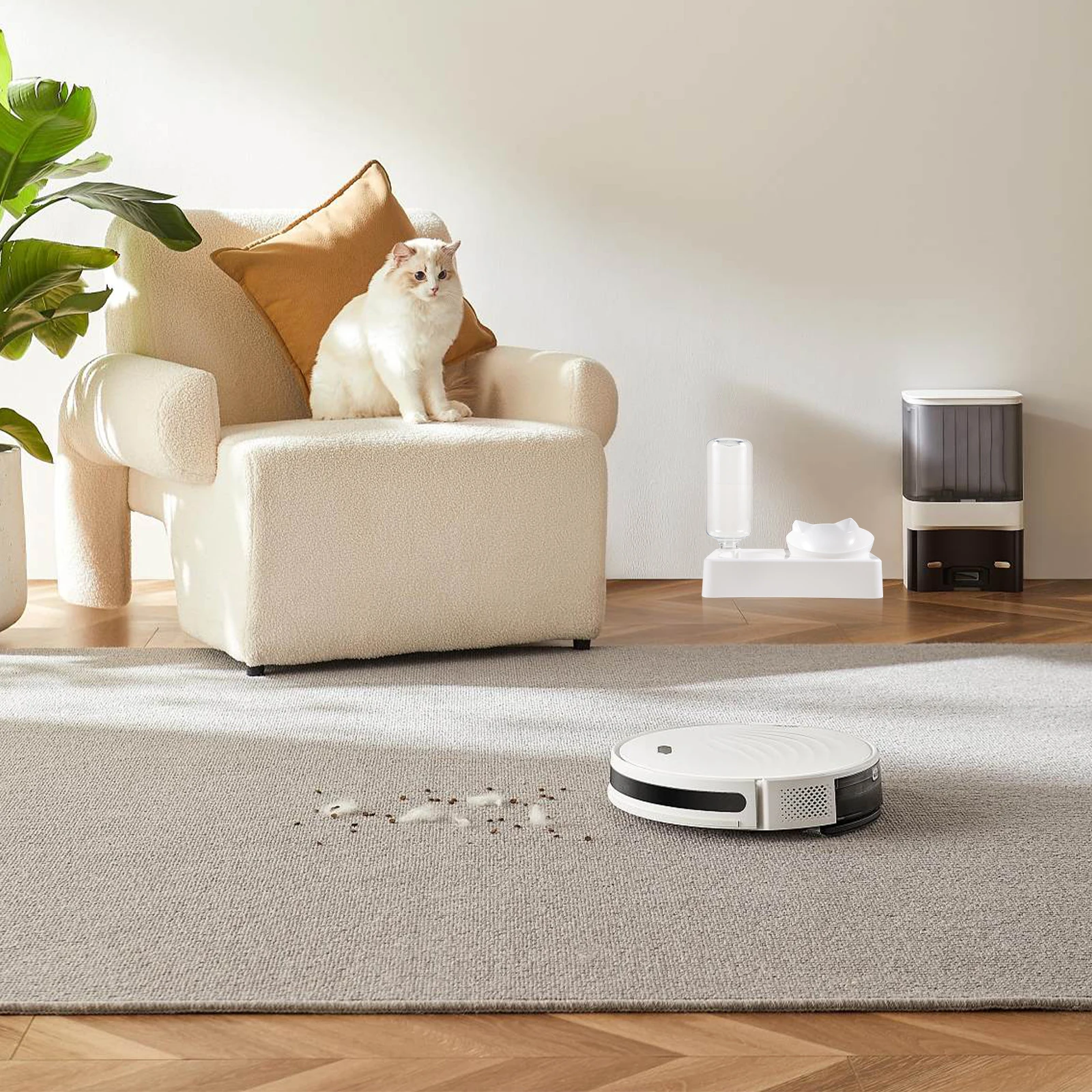 

Automatic Feeder Cat Bowl Practical Pet Food Water Dispenser Space-saving Feeding Pp Eating Storage