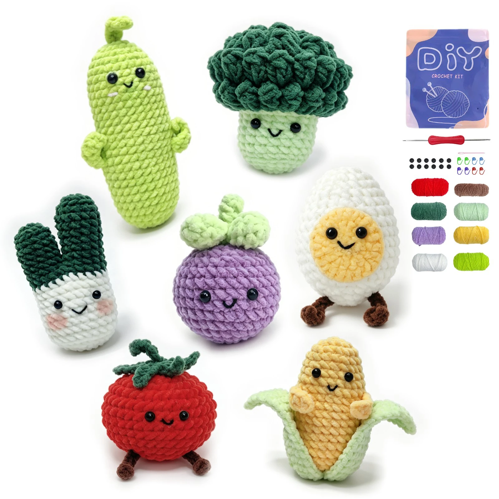 AMAXIN 7pcs Animal Crochet Tool Kit for Beginners-Easy Learn to Starter Amigurumi Knitting Kit and Yarn Craft Ki
