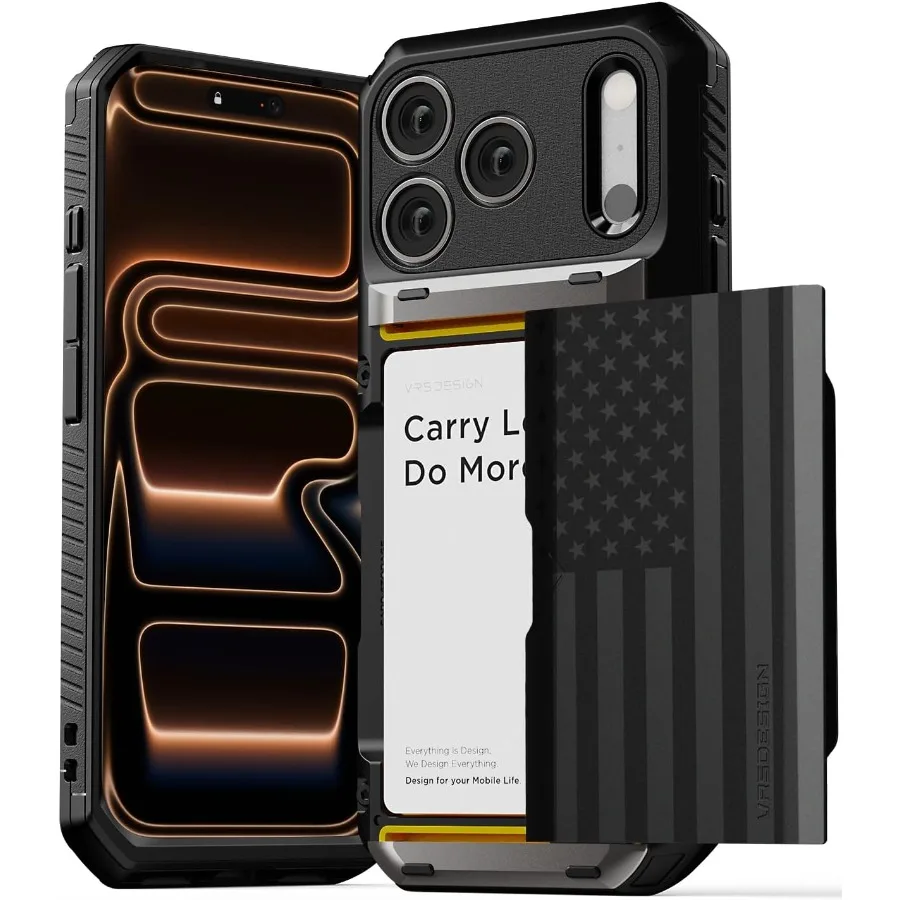 

Чехол-держатель для карт Damda Glide Pro для iPhone 17 Pro 2025, прочный полуавтоматический кошелек со слотом для карт [4 карты], дизайн чехла