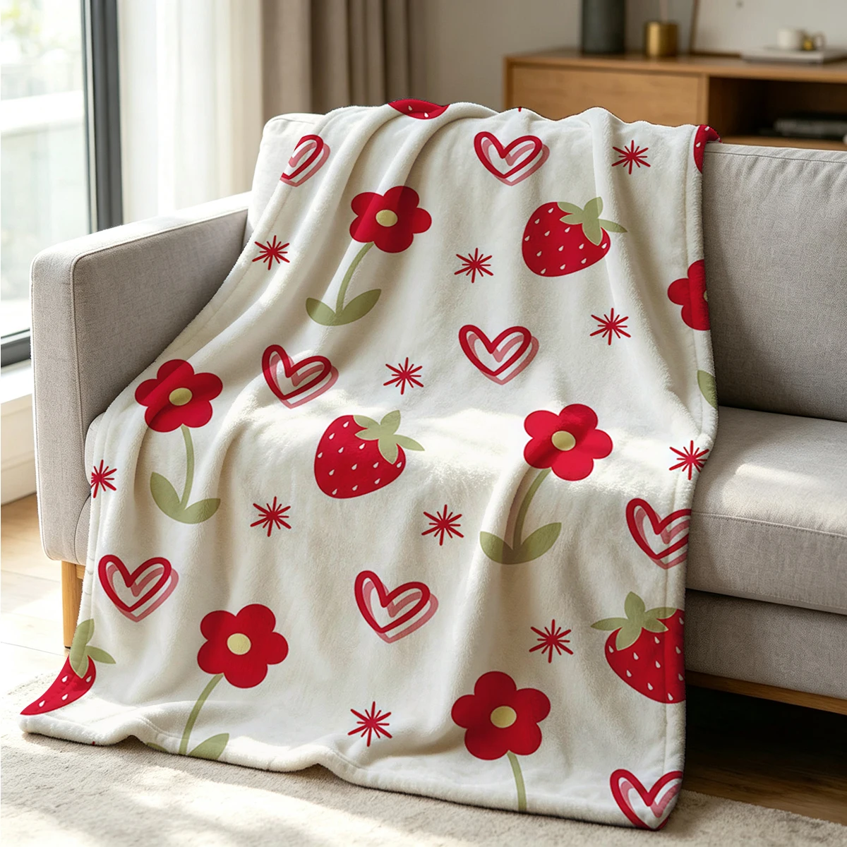 Berry Joy Flannel Blanket Warm Soft Halloween Christmas Couch Warm Cozy Decorative Decor Gift for All Season