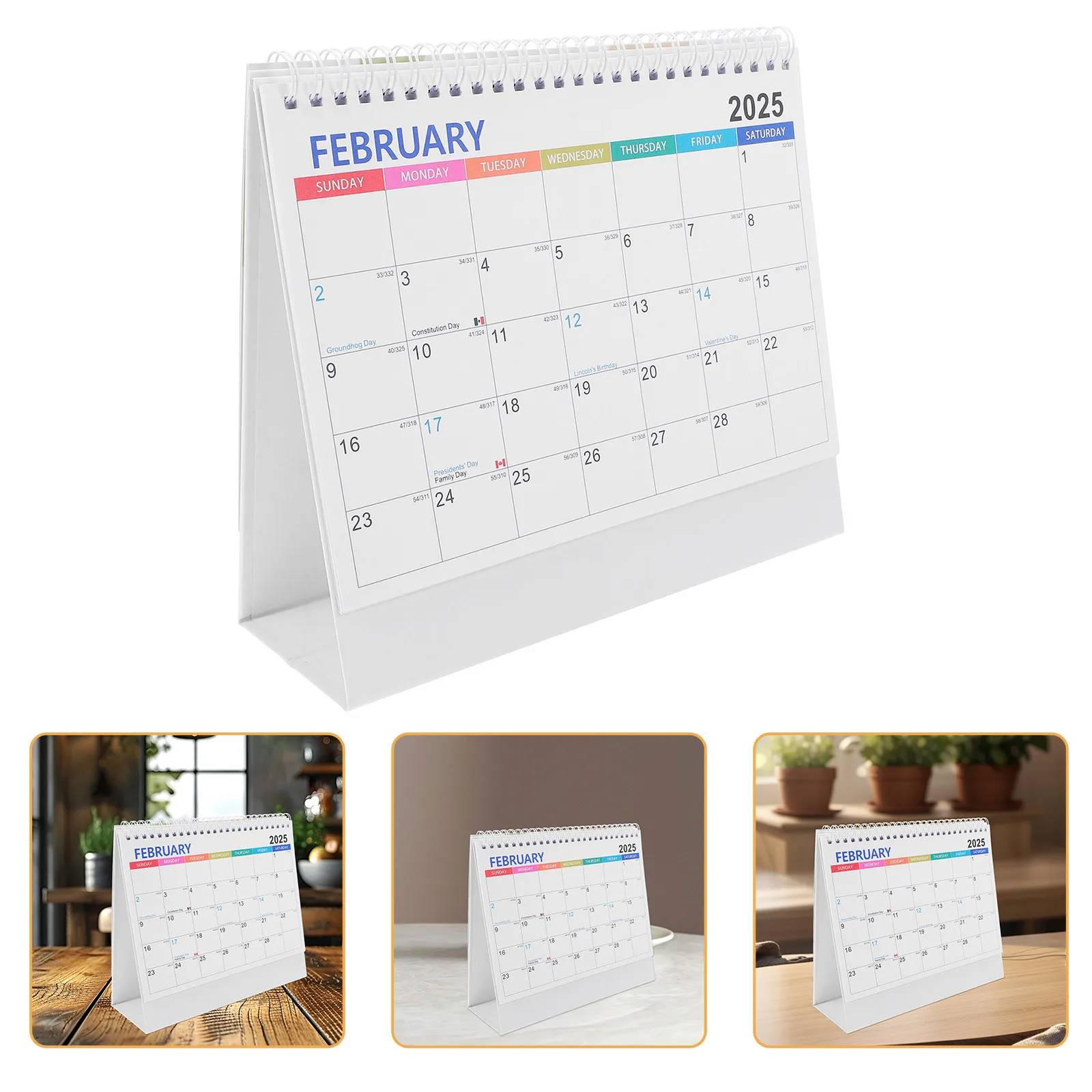 

2025 Standing Desk Calendar Flip Type for Office Home Classroom Time Management Tool with Tear Resistant Pages and Metal Ring