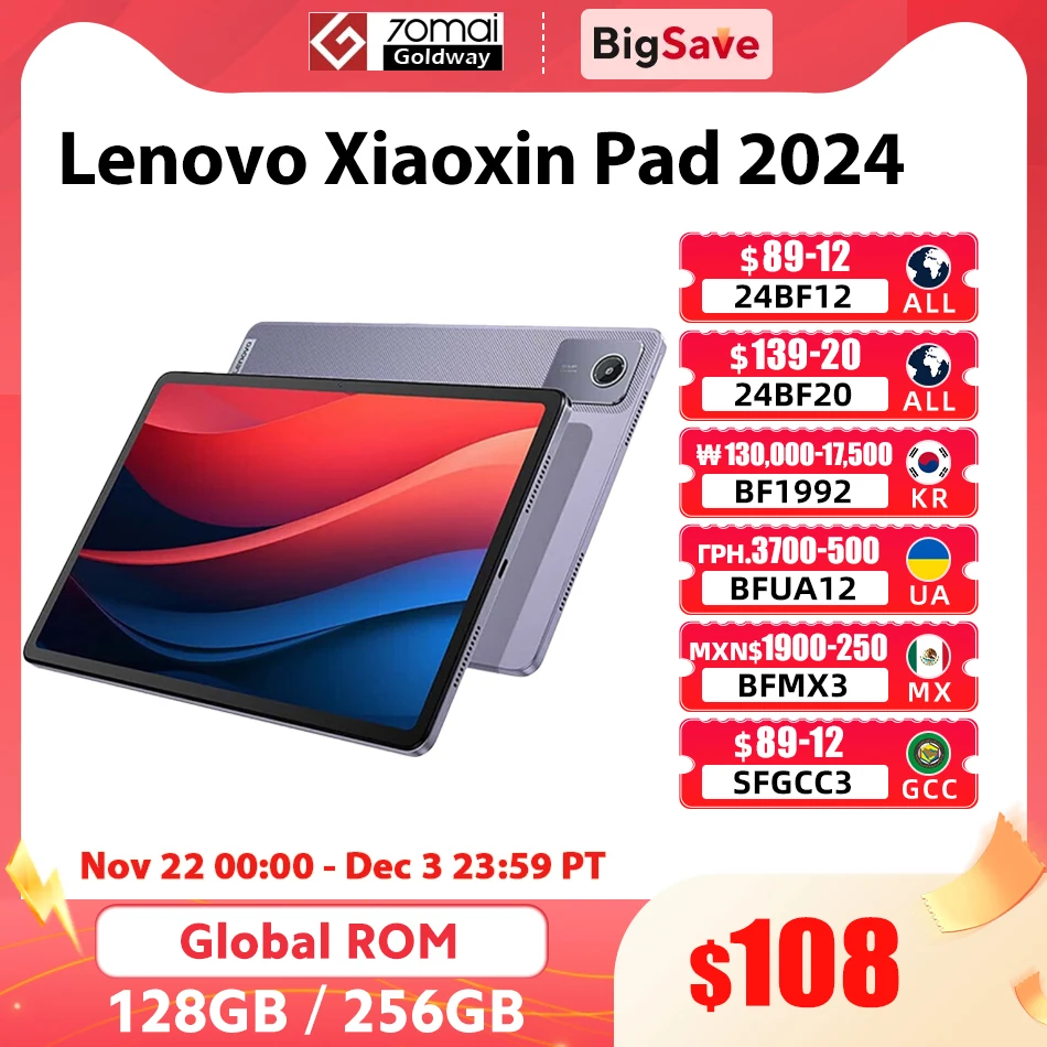 Global Firmware Lenovo Xiaoxin Pad 6 GB 128GB 2024 Version 90Hz 11'' Display Mini Tablet Snapdragon 685 7040mAh Google Play Tab