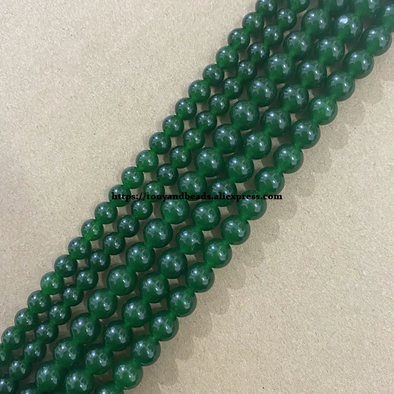 Natural Stone Dark Green Jade Round Loose Beads 6 8 10 MM Pick Size for Jewelry Making