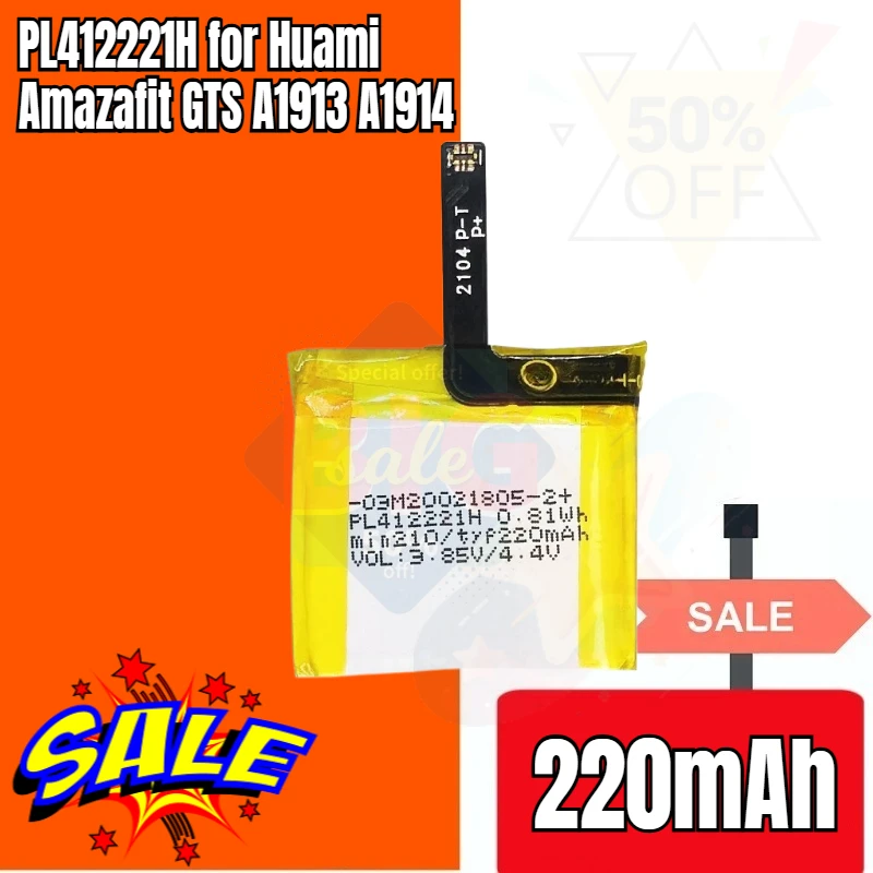 PL412221H 220mAh for Huami Amazafit GTS A1913 A1914 Newly Upgraded High-Capacity Replacement Smart Watch  Battery + Tools