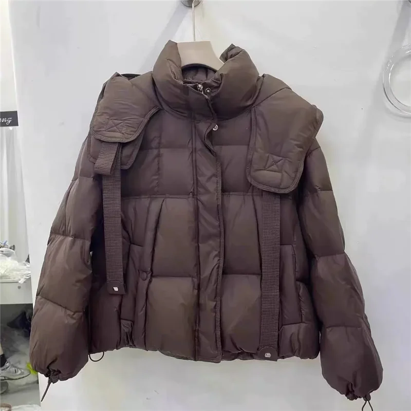 

Autumn Winter Parkas Women short Warm Down Cotton Jacket 2026 New Hooded Long Sleeve Casual Loose Padded Short Coat Female T1657