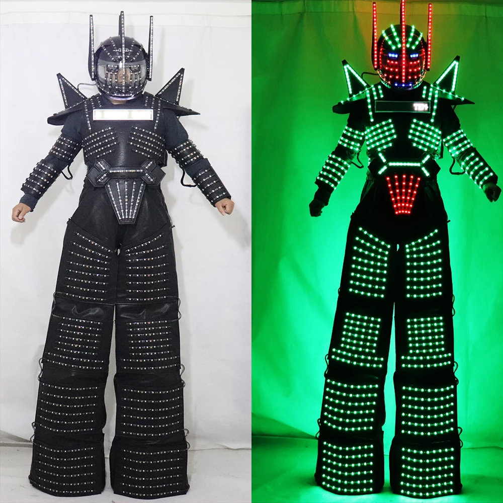 LED Robot Stilts Walker Costume Traje De Robot with Light Clothing Event Kryoman LED Disfraz De Robot Suit for Parties