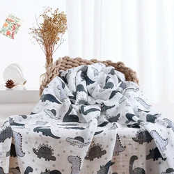 Happyflute 120*110CM  Muslin Swaddle For Newborn Bamboo Cotton Summer Blanket Bed Comforter Cute Baby Blankets