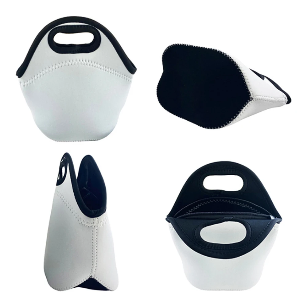 5pcs Pack Blank Sublimation Neoprene Lunch Tote Bag With Black Bottom