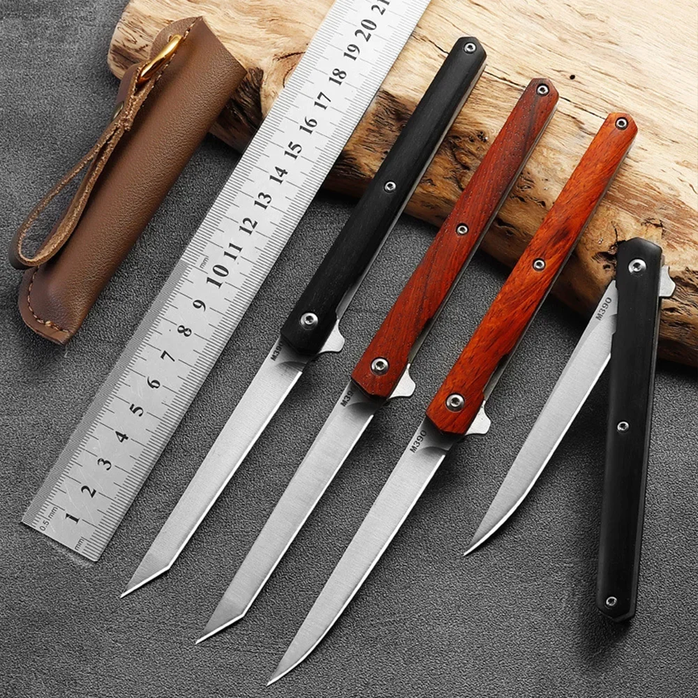 Folding Knife One Hand Open Pocket Knife Stainless Steel Utility Knife Wooden Steel Hanle Kitchen Knives Chef Cooking Cutter