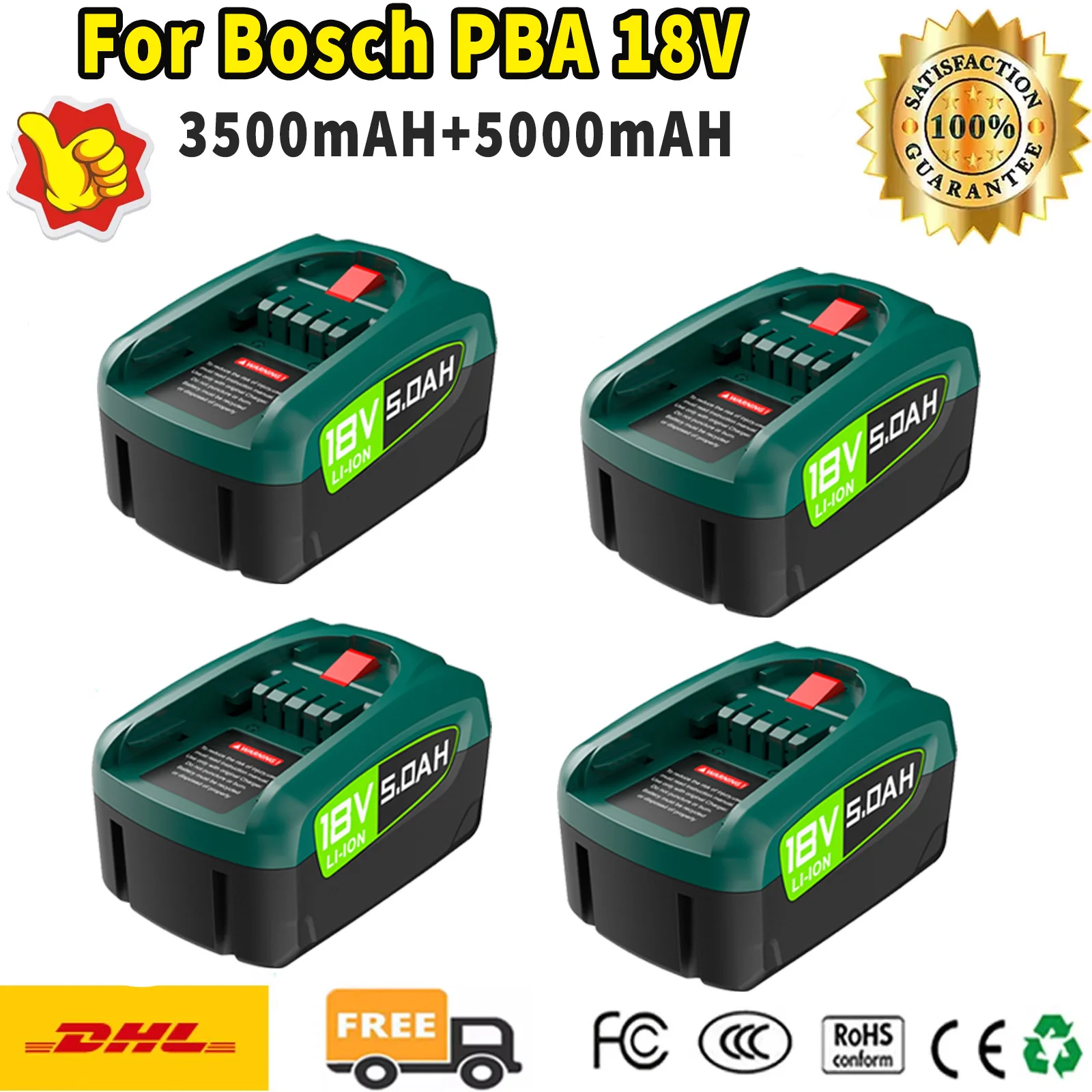 

For Bosch 18V 3.5/5.0AH Li-ion Replacement Tool Battery PBA PST PSB PSR Bosch Home Garden Tools AL1810CV AL1815CV