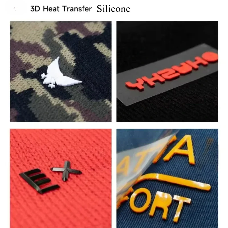 100pcs Custom 3D Silicone Labels for Clothing Iron-on Heat Transfer Stickers for Garment