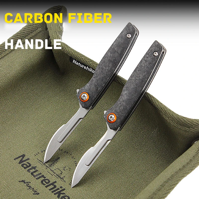 Carbon Fiber Handle Utility Knife Replaceable Blade Open With One Hand EDC Portable Pocket Folding Knifes Selfdefense Tools