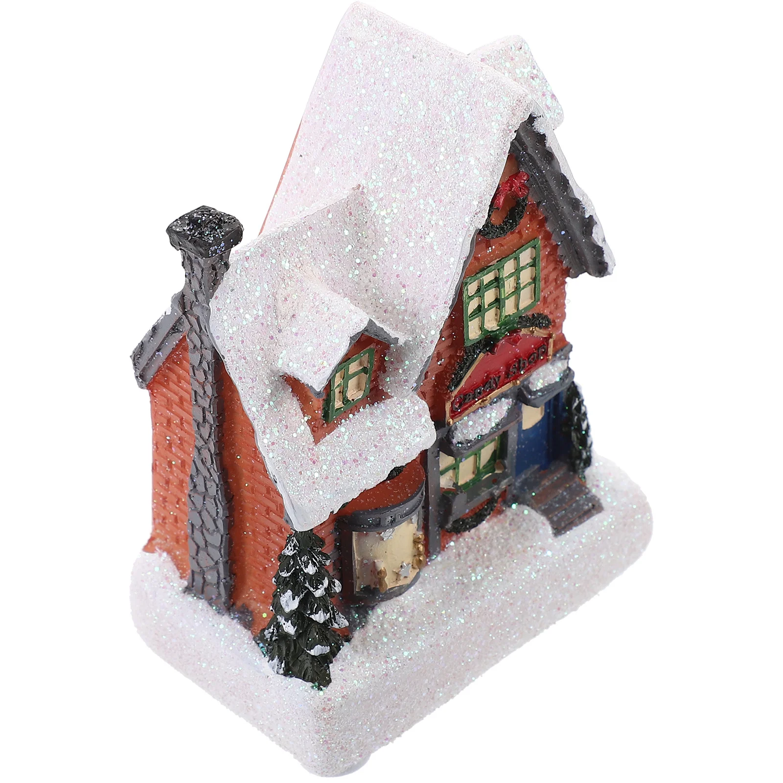 

Lighted Xmas Small Resin Ornament Christmas Village Decorative Desktop Xmas Party Centerpiece Holiday Table Decor