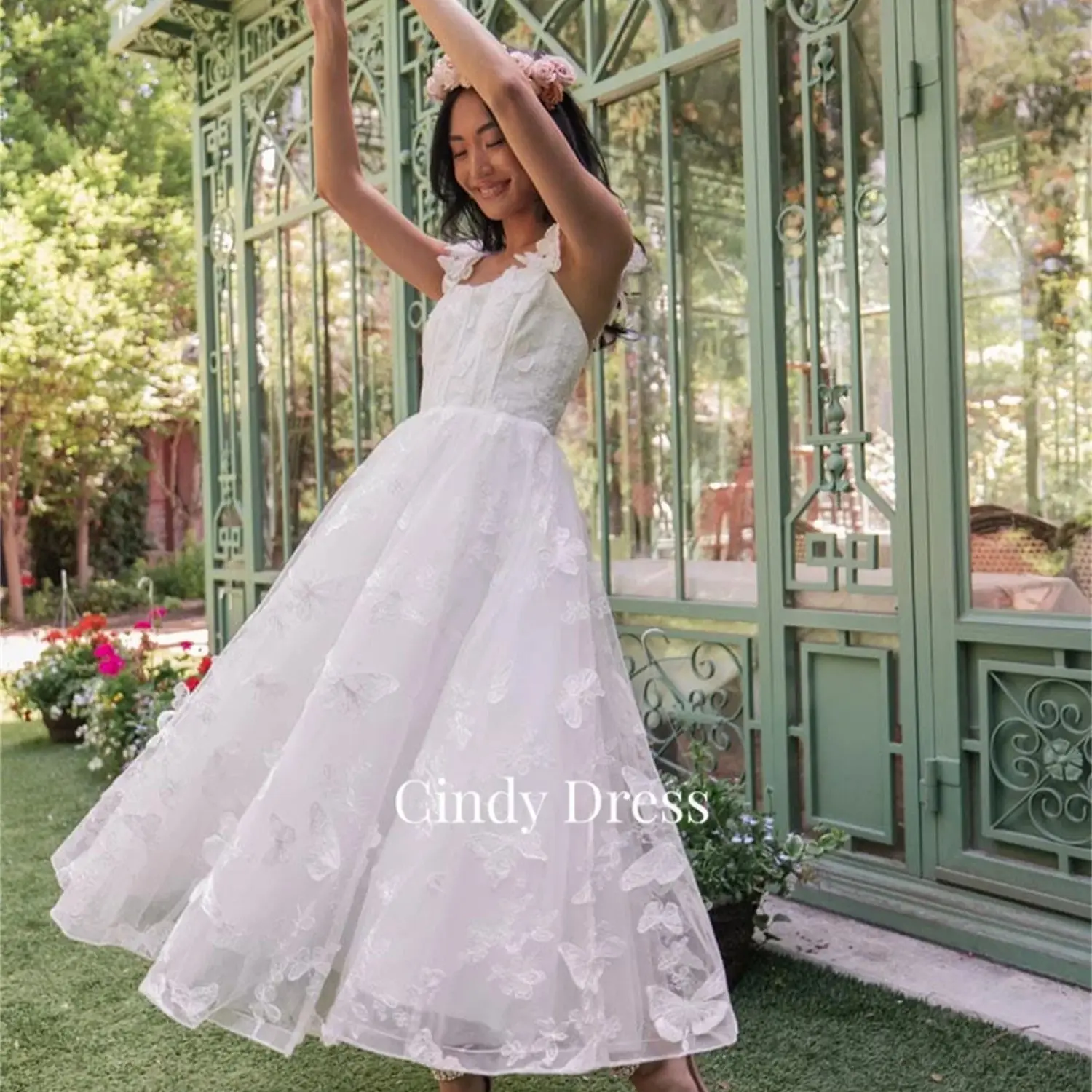 Cindy Butterfly Back Strap A-line Cocktail Dresses Elegant Luxury Party Long Dress Evening Gown Jancember Wedding Prom Gala 2024