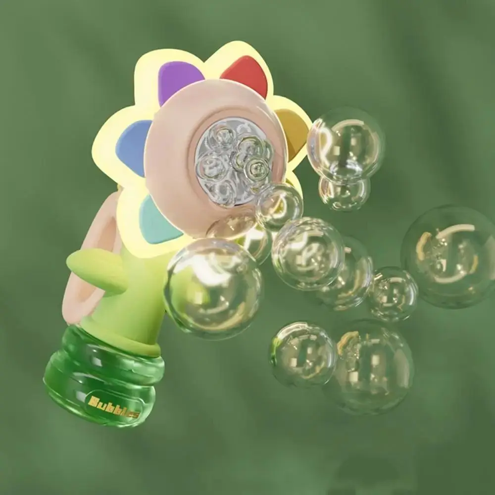 Seven Color Sunflower Flower Bubble Machine Handheld 3 Speed Adjustment Electric Bubble Machine Toy Automatic One-click Start