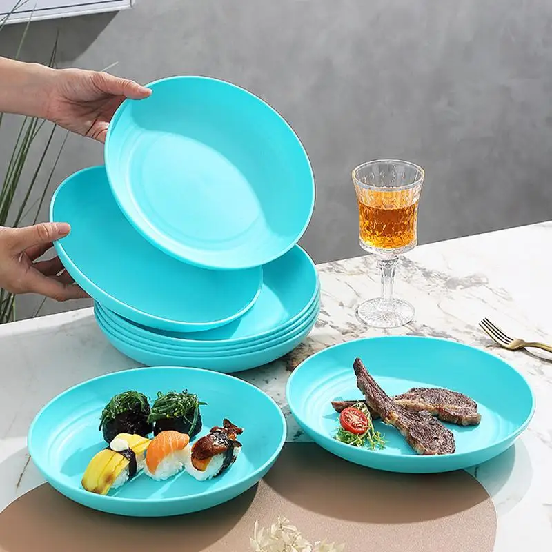 Lightweight Reusable Plastic Plates Set for Outdoor Camping Family Picnics Travel and BBQ Dishware